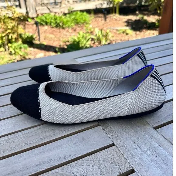 Rothys Tuxedo The Square Slip On Ballet Flat Shoes Size 9.5 / Excellent - Picture 5 of 14